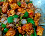 A picture of step 4 of Dry Chilli paneer.