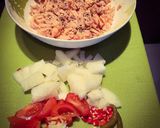 A picture of step 1 of Special Tuna Melt Wrap.