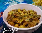 A picture of step 3 of Mushroom and Brussel sprouts Fry.