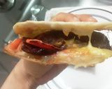 Foto del paso 11 de la receta: 🌮🌯Rapidita o Wrap con hamburguesa de Atún, remolachas y zanahorias salteadas tocineta y queso!!!