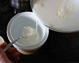 A picture of step 3 of Mum's homemade yoghurt.