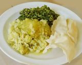 A picture of step 6 of Taro in buttermilk curry (kadi, Morkuzhambu in tamil).