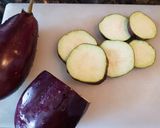 A picture of step 1 of Eggplant fry/ Baigan fry/ Aubergine pan fry.