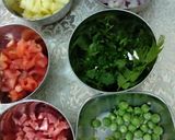 A picture of step 2 of Poha with mix vegetables.