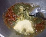 A picture of step 5 of Sarso Ka saag with makki ki roti.