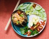 A picture of step 4 of Spicy Achari Pad Thai with Shrimps & Eggs : An Indo-Thai Fusion Dish.