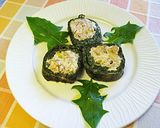 Foto del paso 8 de la receta: Rulo de espinaca con relleno de queso crema y pechuga de pavo