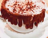 A picture of step 1 of Cappuccino with chocolate syrup.