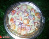 A picture of step 11 of Gulgule rabadi with apple basket.