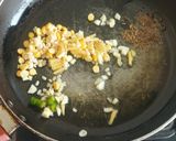 A picture of step 2 of Kara chutney, for South Indian.