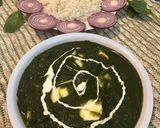 A picture of step 9 of Dhaba Style Palak Paneer (spinach with Indian cottage cheese).