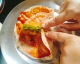 A picture of step 2 of Vegetable Frankie (instant veg Frankie).