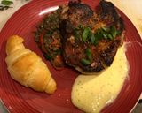 A picture of step 13 of Paprika Pork Chops w/ Peach Mint Purée & Creamy Coconut Curry Lentils.