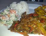 A picture of step 8 of Beef Stir-Fry with Russian Salad.
