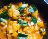 A picture of step 2 of Raw papaya sabji with rotis.
