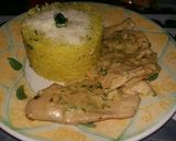 Foto del paso 5 de la receta: Pechuga al verdeo con timbal de arroz al azafrán