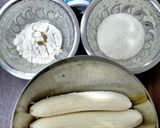 A picture of step 1 of Banana Fritters in Jaggery Syrup.