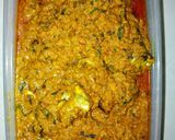 A picture of step 7 of Ofe Egusi with Uziza leaves.