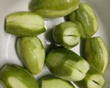 A picture of step 1 of Moong Dal with Pointed Gourd /Mugeswari Potol.
