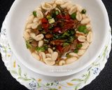 A picture of step 6 of Cowrie/ Kouri (Handmade cowrie shell shaped noodles) in Soup.