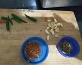 A picture of step 1 of Amaranth garlic fry.