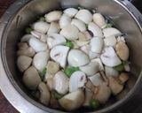 A picture of step 1 of Mushroom Matar (peas) Masala.