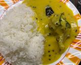A picture of step 4 of Kadhi pakoda with Rice.