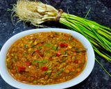 A picture of step 4 of Green garlic sabzi.