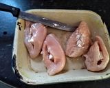 A picture of step 1 of Goats cheese chicken and garlic butter.