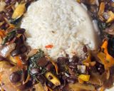 A picture of step 3 of Rice and locust (formented) beans.