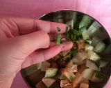 A picture of step 2 of Mom's special paneer salad.