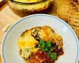 A picture of step 9 of Moussaka with red lentils.