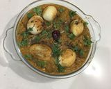 A picture of step 6 of Lauki Chana Dal with boil egg.