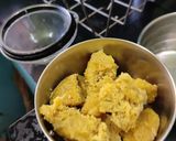 A picture of step 2 of Badhusha (sweet).