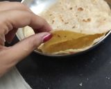 A picture of step 2 of Pita bread with falafel and tahini sauce.