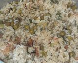 A picture of step 4 of Matar pulau with dill leaves.