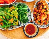 Hình bước làm 5 của món Tép ram thịt mặn ngọt “Canh bí đỏ nấu sườn non.Bữa cơm đầy đủ “