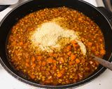 A picture of step 4 of Carrot and Brown Lentil Soup with Ground Egusi and Bherebhere Spice.