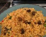 A picture of step 8 of Asun fried rice | goat meat rice.