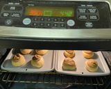 A picture of step 7 of Roti Boy (coffee bun with butter & cheese filling).