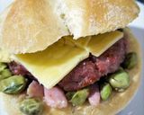 Foto del paso 4 de la receta Burger ibérica con habas, panceta y quesos