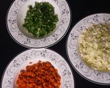 A picture of step 1 of Spaghettis and veg rolls.