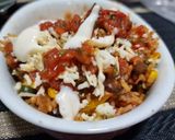 A picture of step 4 of Mexican rice pulao.