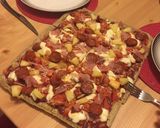 A picture of step 7 of Cauliflower base pizza!.