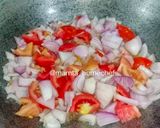 A picture of step 1 of Kaju Gathiya Sabji.