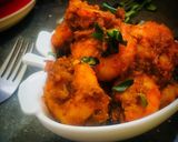 A picture of step 5 of Prawn Roast / Eraal Varuval.