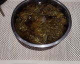 A picture of step 4 of Sarso Ka Saag (sarso, palak, bathua).