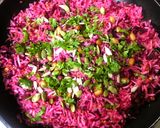 A picture of step 6 of Beetroot Coconut Rice / Pulihora - South Indian style.
