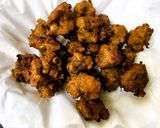 A picture of step 2 of Kanda Poha Pakora (tiffin friendly).