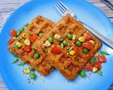 A picture of step 8 of Eggless Veggie Semolina Waffles.